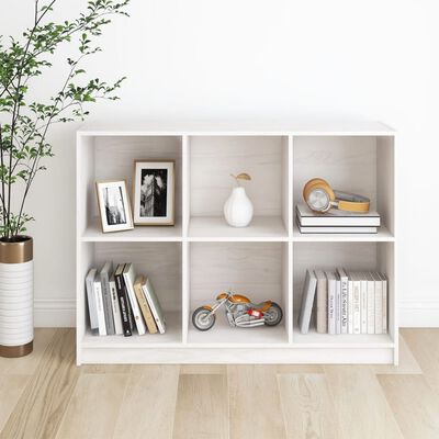 vidaXL Book Cabinet White 40.9"x13"x29.9" Solid Wood Pine