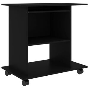 vidaXL Computer Desk Black Engineered Wood Compact Rollable