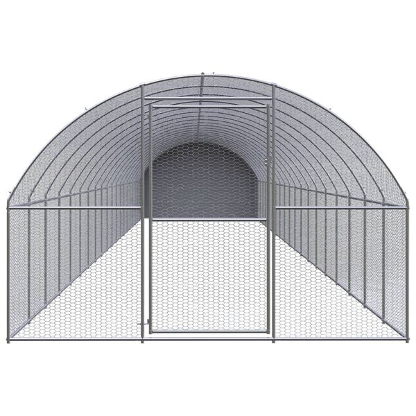 vidaXL Chicken Coop Silver, Silver Grey Galvanized Steel, Polyethylene