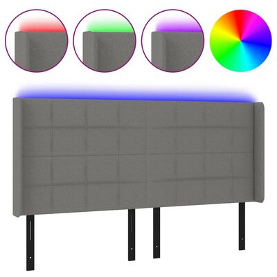 vidaXL LED Headboard Dark Gray 64.2"x6.3"x46.5"/50.4" Fabric