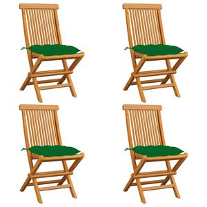vidaXL Patio Chair Set of 4 Natural Teak Teak Wood Foldable
