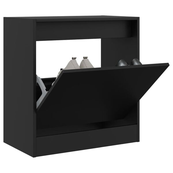vidaXL Shoe Cabinet Black Engineered wood Compact Shoe Cabinet