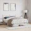 vidaXL Bed Frame White Powder-Coated Steel 55.1x74.8 in Bed Frame
