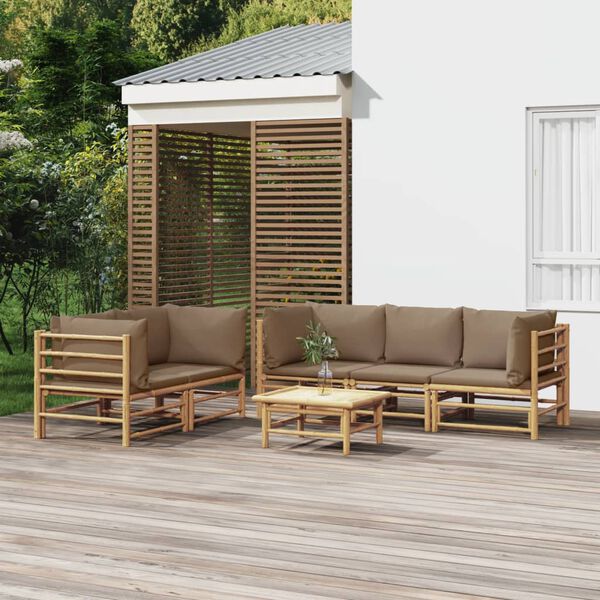 vidaXL Garden Lounge Set Taupe Bamboo 6-piece set Modular
