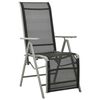 vidaXL Garden Chair Set of 2 Black and Silver Powder-coated aluminum