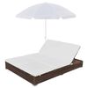 vidaXL Sun Lounger Brown PE Rattan 78.7x55.1x11.0 in Adjustable Armrests