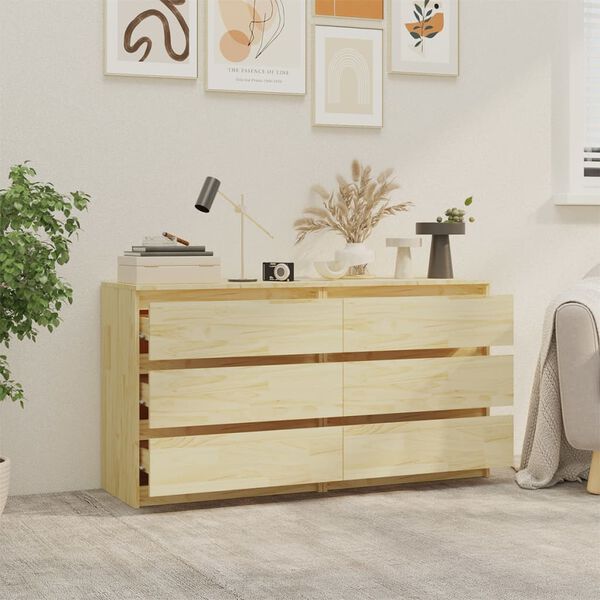 vidaXL Bedside Cabinet Set of 2 Natural Solid Pine Wood Medium