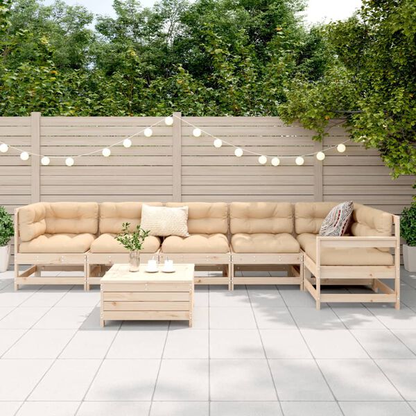 vidaXL Garden Sofa Set Natural wood Solid pine wood Large Modular