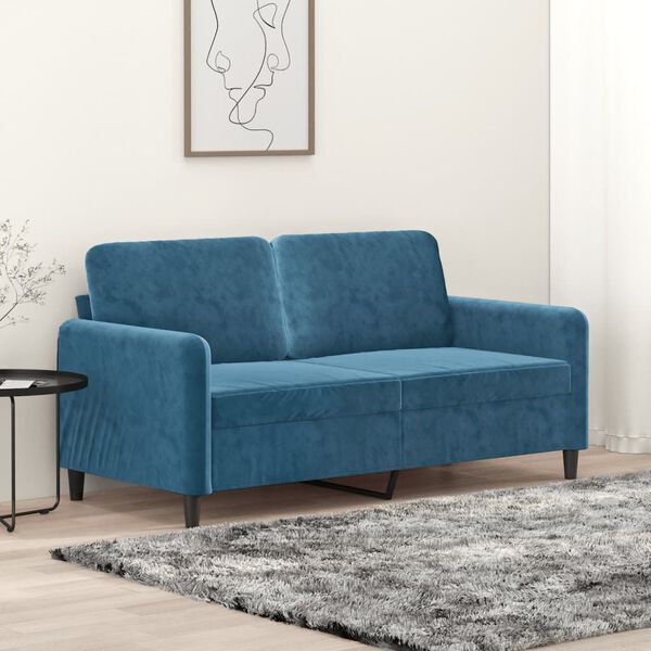 vidaXL 2-seater Sofa Blue Velvet 55.1 in wide Appealing Design Sofa