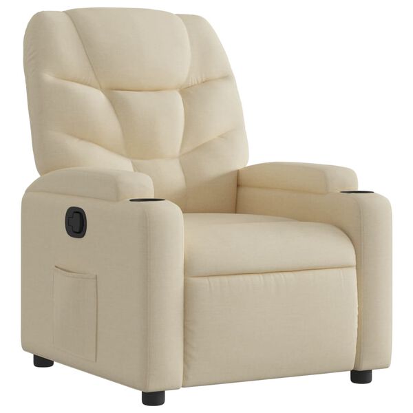 vidaXL Recliner Chair Cream Polyester, Metal, Plywood Recliner Chair
