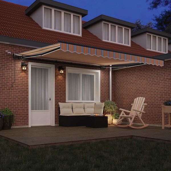 vidaXL Retractable Awning with Multicolour 157.48" x 118.11" fabric