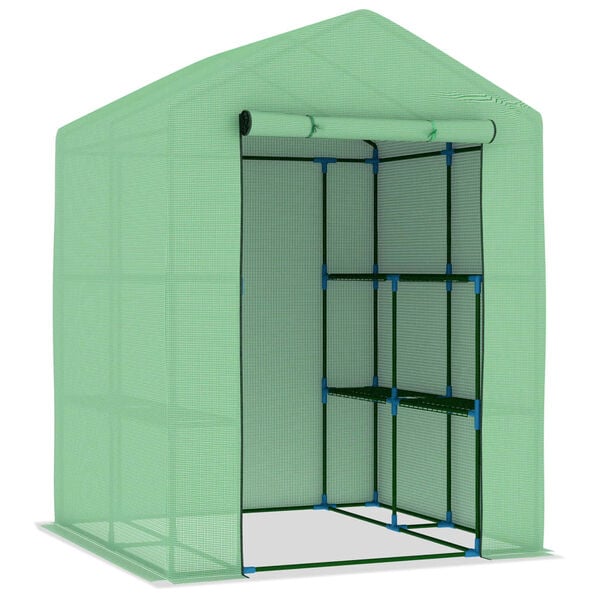 vidaXL Greenhouse Green Polyethylene mesh fabric Large Shelving