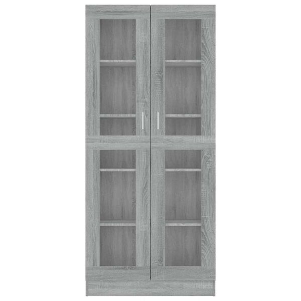 vidaXL Vitrine Cabinet Gray Sonoma Engineered wood, glass Tall