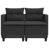 vidaXL Garden Sofa Black Poly Rattan, Powder-Coated Steel 2-seater