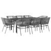 vidaXL Garden Dining Set Grey Poly Rattan 8-seater Removable Covers