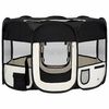 vidaXL Dog Playpen Black and cream Polyester and steel Medium Foldable