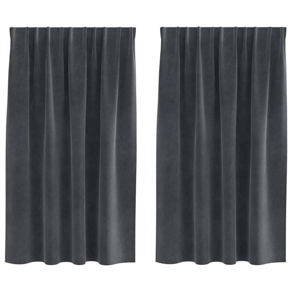 vidaXL Curtains with Curtains 2 pcs Light grey 55.12 x 55.12 in Velvet