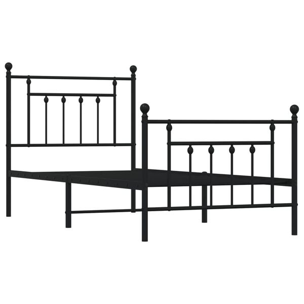 vidaXL Bed Frame Black Powder-Coated Steel Twin Bed Frame Rectangular