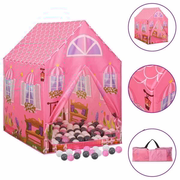 vidaXL Play Tent Pink 170T Polyester, PVC, PE Medium Foldable