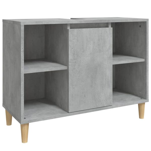 vidaXL Sink Cabinet Concrete grey Engineered wood, solid eucalyptus wood