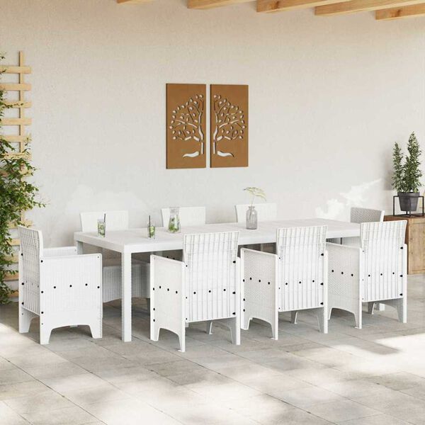 vidaXL Garden Dining Table White 98.43 x 39.37 x 28.74 in Poly Rattan