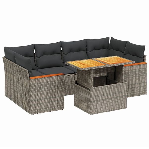 vidaXL Garden Sofa Set Gray PE Rattan Modular Garden Sofa Set