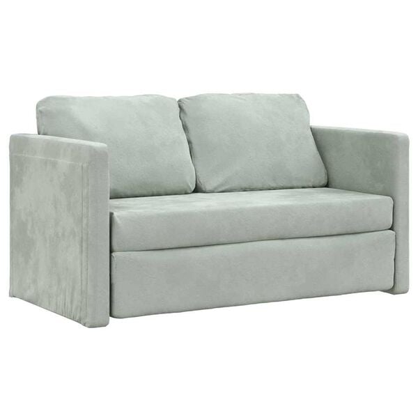 vidaXL Floor Sofa Bed 2-in-1 Light Grey 122x204 x 21.7 " Velvet