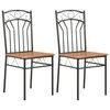 vidaXL Dining Chair Set of 2 Brown and Black MDF and Steel Standard