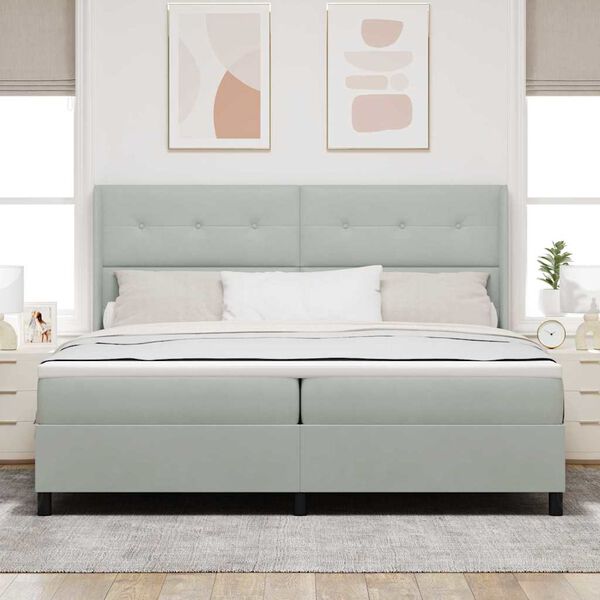 vidaXL LED Box Spring Bed with Mattress Light gray 78.7&ldquo; x 78.7&rdquo;