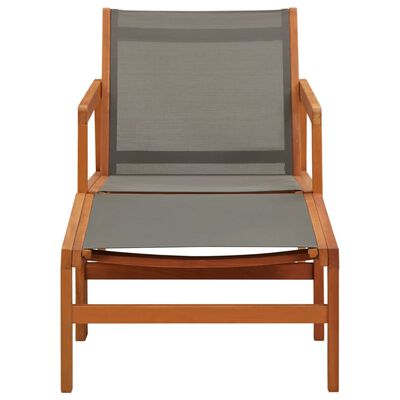 vidaXL Patio Chair with Footrest Gray Solid Wood Eucalyptus and Textilene