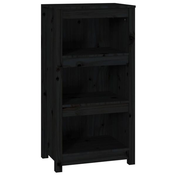 vidaXL Book Cabinet Black Solid pinewood Standard Book Cabinet