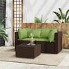 vidaXL Patio Lounge Set Brown with green cushions PE rattan