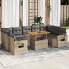 vidaXL Garden Sofa Set Beige PE rattan Large Rectangular Modern