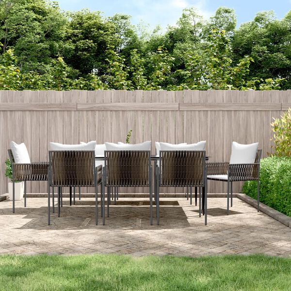 vidaXL Garden Dining Set Brown PE rattan 9 Piece Set Durable