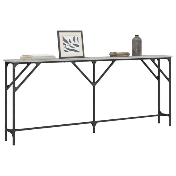 vidaXL Console Table Grey Sonoma Engineered Wood, Metal Large