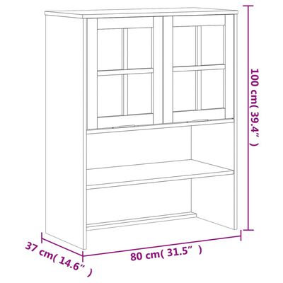 vidaXL Highboard with Glass Doors FLAM 31.5"x15.7"x70.9" Solid Wood Pine