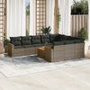 vidaXL Garden Sofa Set Grey PE Rattan Large Adjustable Feet