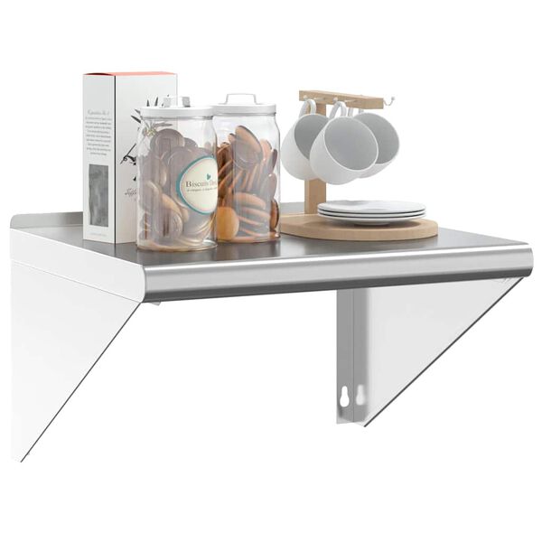 vidaXL Wall Shelf Silver Stainless Steel Medium Wall mounting