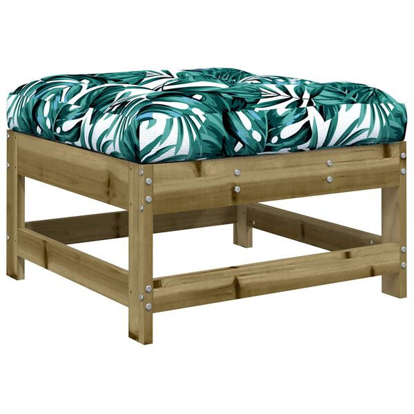 vidaXL Garden Footstool Wooden and Leaf pattern
