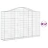 vidaXL Gabion Basket Set of 12 Silver Galvanized Iron