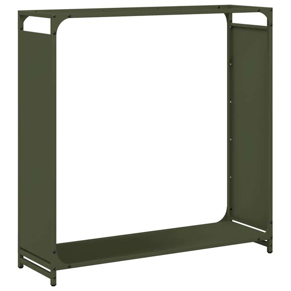 vidaXL Firewood Rack Olive Green 35.4x11.0x35.4" Cold-rolled steel