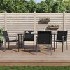 vidaXL Garden Dining Set Black Poly Rattan, Steel, Tempered Glass, Polyester