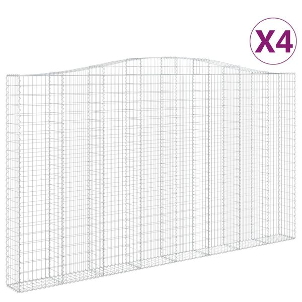 vidaXL Arched Gabion Baskets 4 pcs 157.5x11.8x220/240" Galvanised Iron