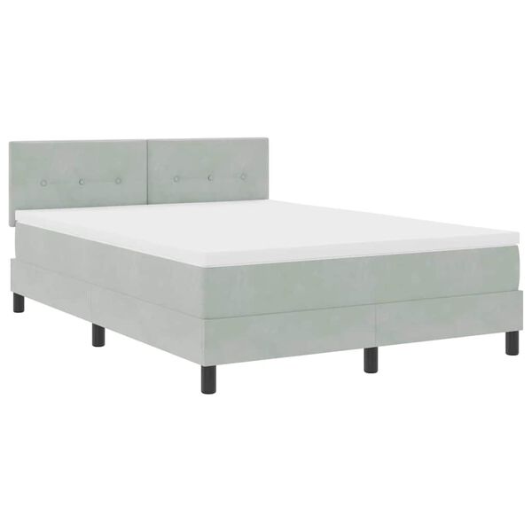 vidaXL Box Spring Bed with Headboard Light gray 55.1" x 78.7" Velvet