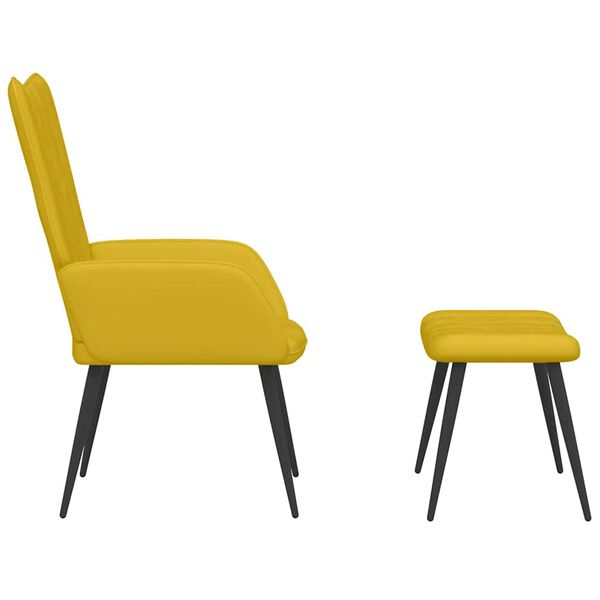 vidaXL Relaxing Chair with a Stool Mustard Yellow Velvet