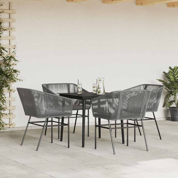 vidaXL Garden Dining Set Grey, Light Grey, Black