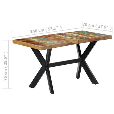 vidaXL Dining Table 55.1"x27.6"x29.5" Solid Reclaimed Wood