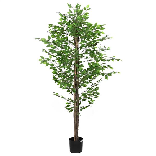 vidaXL Tall Artificial Ficus Plant in Pot - Green, PEVA, Mixed hardwood