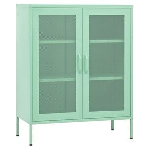 vidaXL Storage Cabinet Mint Steel Medium Levelers Storage Cabinet