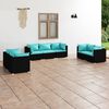 vidaXL Garden Lounge Set Black and Water Blue
